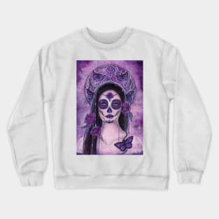 Butterfly day of the dead art by Renee Lavoie Crewneck Sweatshirt